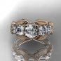 14kt rose gold diamond floral, leaf and vine wedding ring, engagement ring ADLR69
