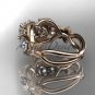 14kt rose gold diamond floral, leaf and vine wedding ring, engagement ring ADLR69