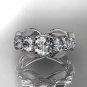 Platinum diamond floral wedding ring, engagement ring with Moissanite center stone ADLR69