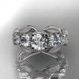 14kt white gold diamond floral wedding ring, engagement ring with Moissanite center stone ADLR69