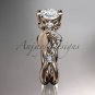 14k rose gold diamond leaf and vine wedding ring, engagement ring, wedding band ADLR68