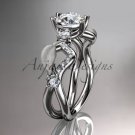 14kt white gold wedding ring, engagement ring, wedding band with Moissanite center stone ADLR68