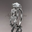 14kt white gold wedding ring, engagement ring with Moissanite center stone ADLR66