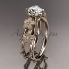 14kt rose gold diamond wedding ring, engagement ring with Moissanite center stone ADLR66