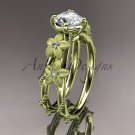 14kt yellow gold diamond floral, leaf and vine wedding ring, engagement ring ADLR66