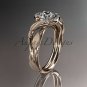 14kt rose gold diamond wedding ring, engagement ring with Moissanite center stone ADLR65