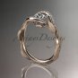 14kt rose gold diamond leaf and vine wedding ring, engagement ring ADLR64