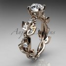 14kt rose gold diamond leaf and vine wedding ring,engagement ring ADLR59