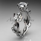 Platinum diamond wedding ring, engagement ring with Moissanite center stone ADLR59