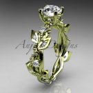 14kt yellow gold diamond leaf and vine wedding ring, engagement ring ADLR59