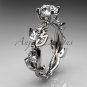 14kt white gold diamond leaf and vine wedding ring, engagement ring ADLR59