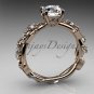 14kt rose gold diamond wedding ring, engagement ring with Moissanite center stone ADLR59