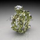 14k yellow gold diamond wedding ring, engagement set with Moissanite center stone ADLR59S