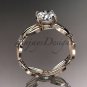 14kt rose gold diamond wedding ring, engagement ring with Moissanite center stone ADLR58