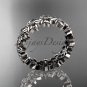 14kt white gold diamond flower wedding ring, engagement ring, wedding band ADLR57B
