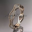 14kt rose gold diamond leaf and vine wedding ring, engagement ring, wedding band ADLR50