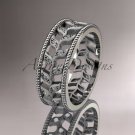 Platinum diamond leaf and vine wedding ring, engagement ring, wedding band ADLR46