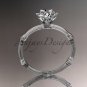 14k white gold diamond vine and leaf wedding ring, engagement ring ADLR38