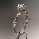 14k rose gold diamond wedding ring, engagement ring with Moissanite center stone ADLR38