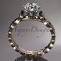 14k rose gold diamond vine and leaf wedding ring, engagement ring. ADLR35
