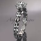 Platinum diamond vine and leaf wedding ring, engagement ring ADLR35