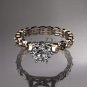 14k rose gold diamond wedding ring, engagement ring with Moissanite center stone ADLR35