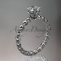 14k white gold wedding ring, engagement ring with Moissanite center stone ADLR34