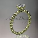14k yellow gold wedding ring, engagement ring with Moissanite center stone ADLR34