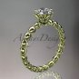 14k yellow gold wedding ring, engagement ring with Moissanite center stone ADLR34