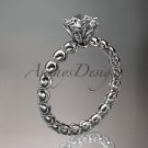 14k white gold vine and leaf wedding ring, engagement ring ADLR34