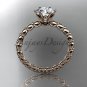 14k rose gold vine and leaf wedding ring,engagement ring ADLR34