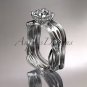 Platinum diamond wedding ring set, engagement ring set with Moissanite center stone ADLR31S