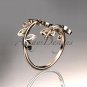 14k rose gold diamond leaf and vine wedding ring,engagement ring,wedding band ADLR27