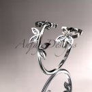 14k white gold diamond leaf and vine wedding ring,engagement ring,wedding band ADLR27