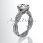 14k white gold diamond wedding ring,engagement ring with Moissanite center stone ADLR24
