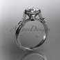 14k white gold diamond wedding ring,engagement ring with Moissanite center stone ADLR23