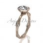 14k rose gold diamond vine wedding ring, engagement ring with Moissanite center stone ADLR21A