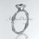 14k white gold diamond vine wedding ring, engagement ring with Moissanite center stone ADLR21A