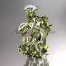 14k yellow gold diamond leaf and vine engagement set with a Moissanite center stone ADLR20S
