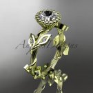 14kt yellow gold diamond leaf and vine wedding ring,engagement ring ADLR20A