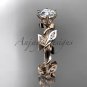 14kt rose gold diamond leaf and vine engagement ring with a Moissanite center stone ADLR20