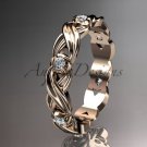 14kt rose gold diamond wedding ring, engagement ring, wedding band.ADLR19. nature inspired jewelry