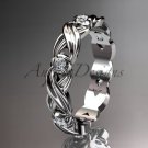 14kt white gold diamond wedding ring, engagement ring, wedding band.ADLR19. nature inspired jewelry