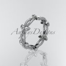 14k white gold leaf and vine wedding ring, engagement ring ADLR19C