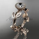 14kt rose gold diamond leaf,vine wedding ring,engagement ring ADLR20A