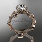14kt rose gold diamond leaf,vine wedding ring,engagement ring ADLR20A