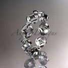 14kt white gold diamond flower wedding ring,engagement ring,wedding band ADLR18