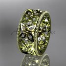 14k yellow gold diamond leaf and vine wedding ring,engagement ring ADLR10