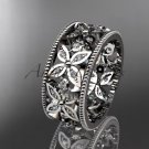 14k white gold diamond leaf and vine wedding ring,engagement ring ADLR10