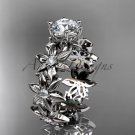 14k white gold diamond floral engagement ring Moissanite ADLR339